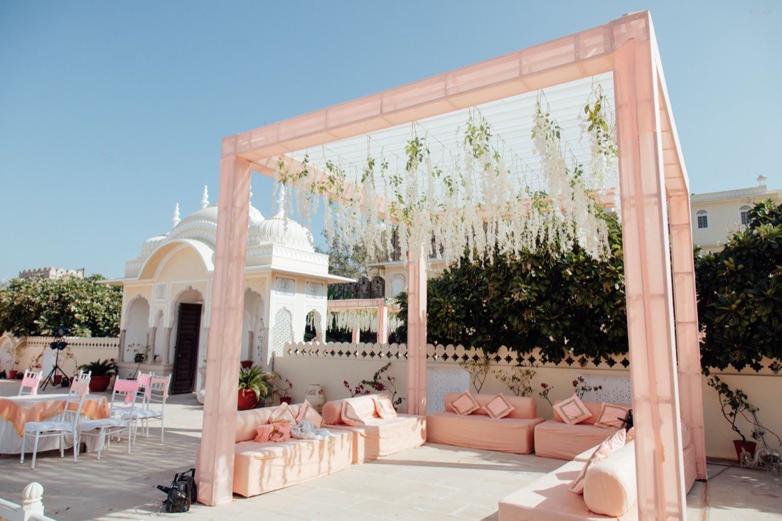 White floral stage backdrop styled by SGR Decorators